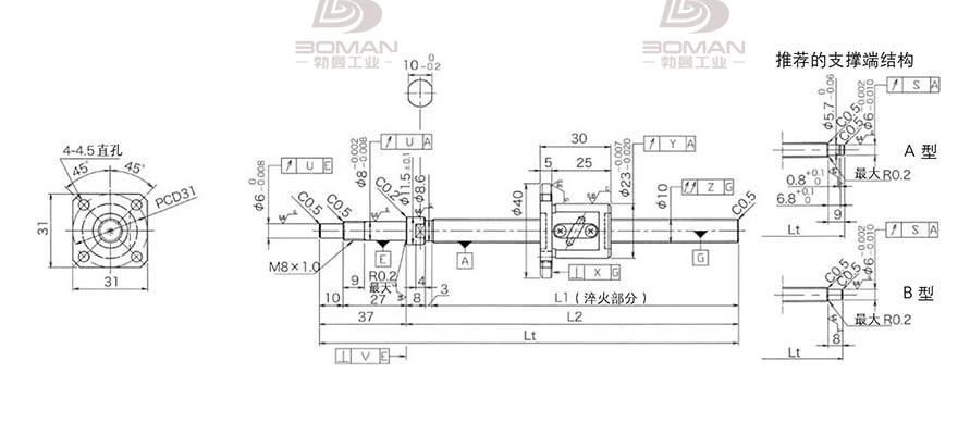 KURODA GP1002DS-EAFR-0210B-C3S 黑田丝杆代用