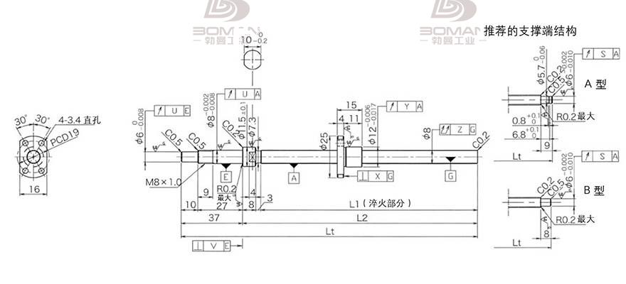 KURODA DP0801JS-HDNR-0180B-C3F 黑田精工的滚珠丝杠